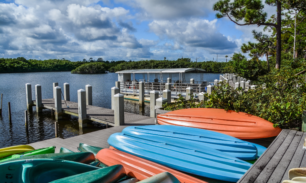 Kayaks on the dock at Jonathan Dickinson State Park
